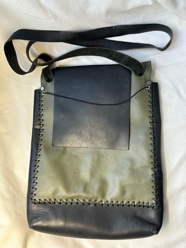 Mens blk green leather - blk, /green