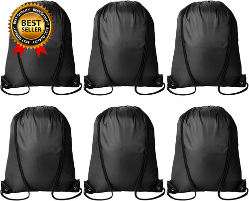 6pcs black drawstring - black,